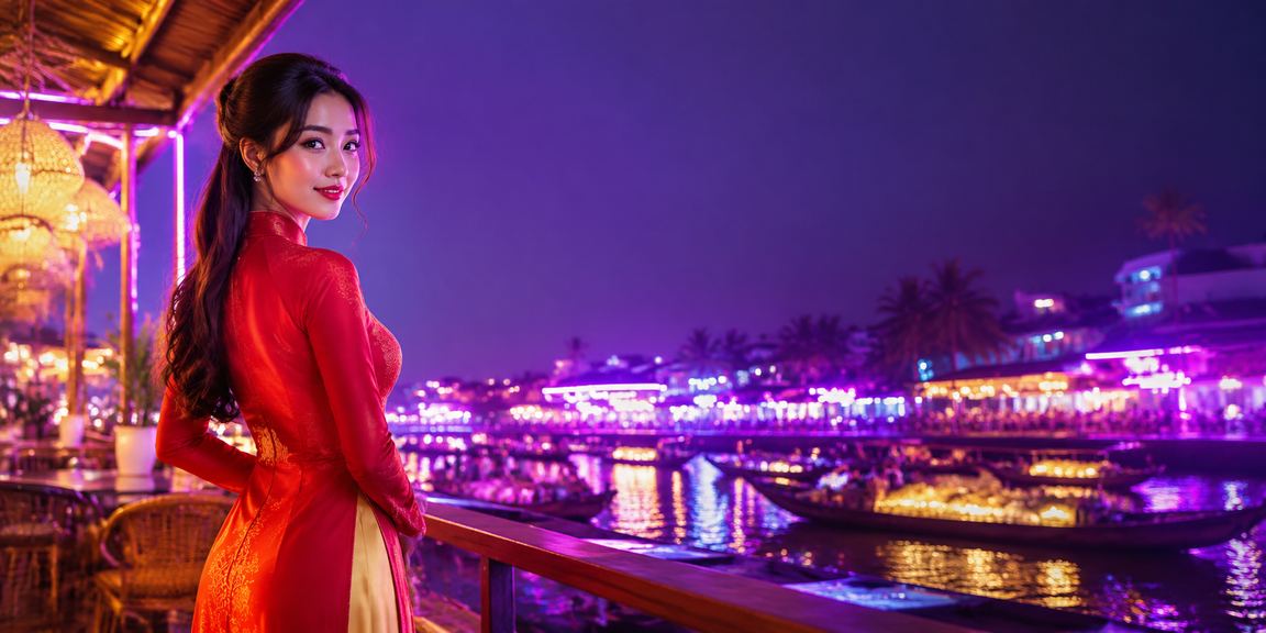 Cô gái áo dài đặt cược trên điện thoại tại vùng sông nước Cần Thơ buổi chiều tà