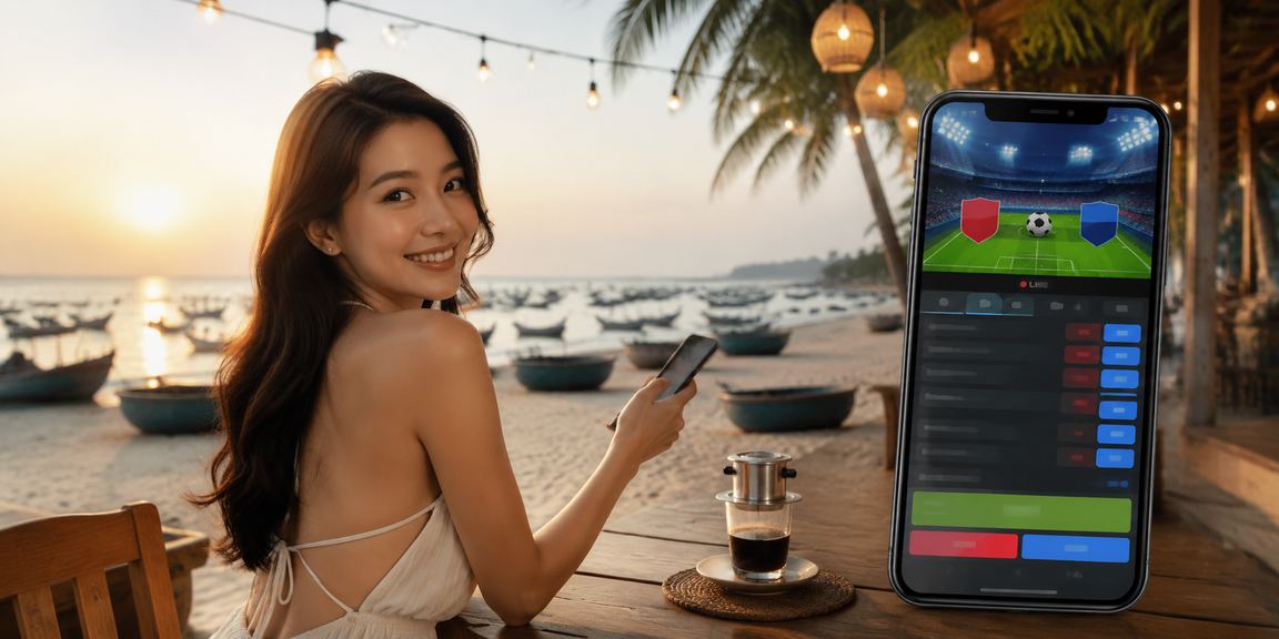 Người dùng trải nghiệm cá cược di động tại quán cà phê Mũi Né, Việt Nam